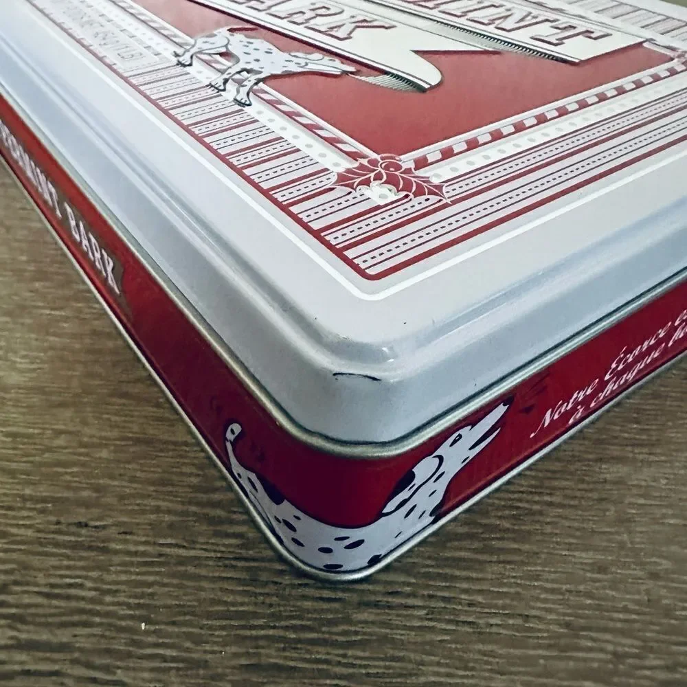 Williams Sonoma Peppermint Bark Vintage Candy Cane Christmas Tin Decor